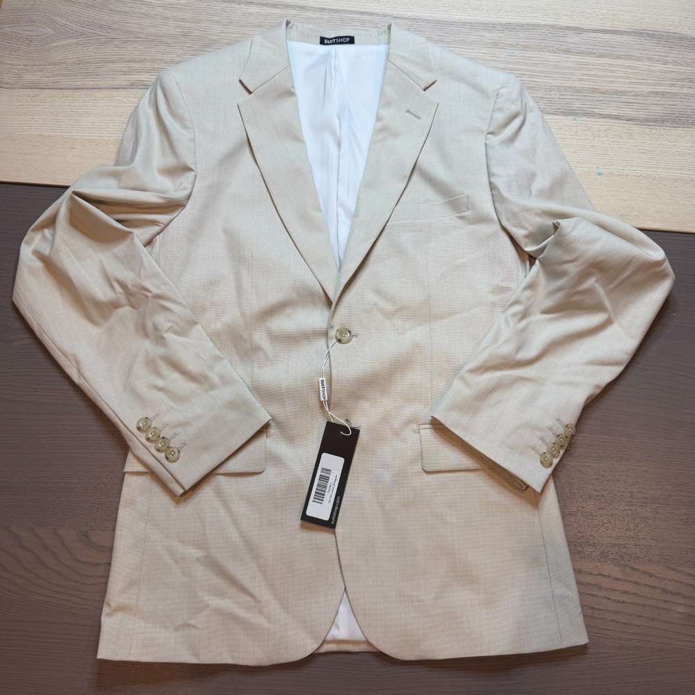 SuitShop Suit Mens 38 Regular Slim‎ Fit Jacket Stretch Tan NWT